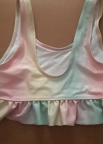 9 Yaş Beden Kız Çocuk Pastel Renkli Bağlama Desenli Bikini