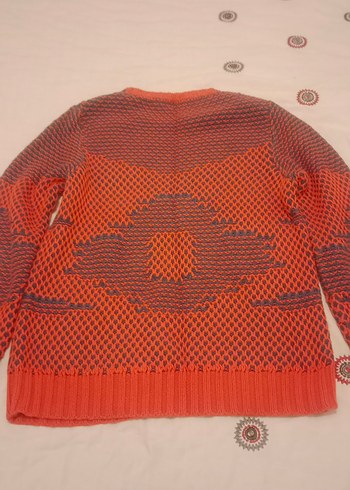 Kırmızı Örgü Salaş Kadın Kazak - Görsel 4