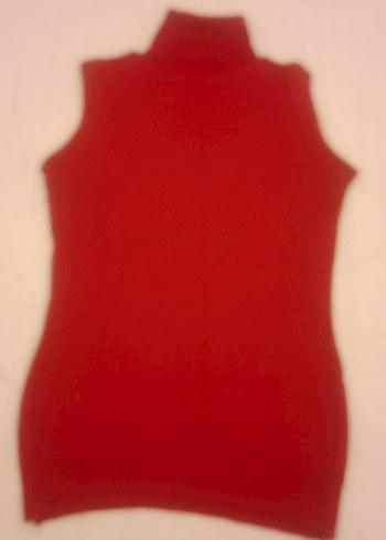 Kırmızı kolsuz kadın kazak - Görsel 7