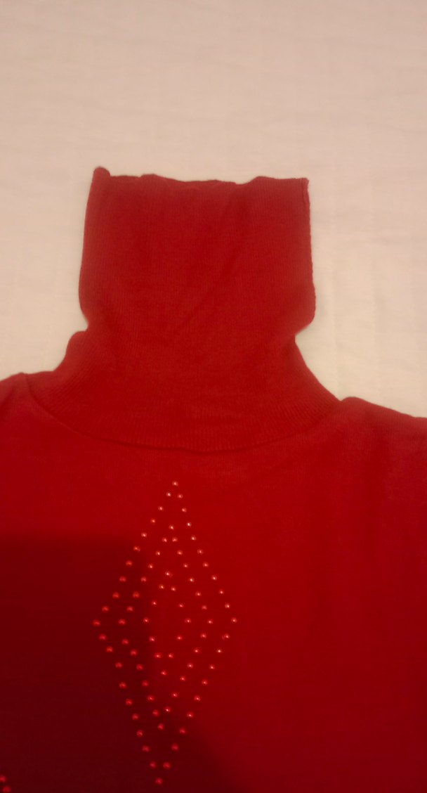 Kırmızı kolsuz kadın kazak - Görsel 5