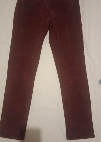 Bordo kadife Kadın Kumaş Pantolon - Görsel 2