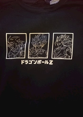 erkek Anime. Siyah Baskılı Dragon Ball Sweatshirt - Görsel 3