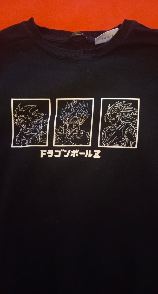 erkek Anime. Siyah Baskılı Dragon Ball Sweatshirt - Görsel 3