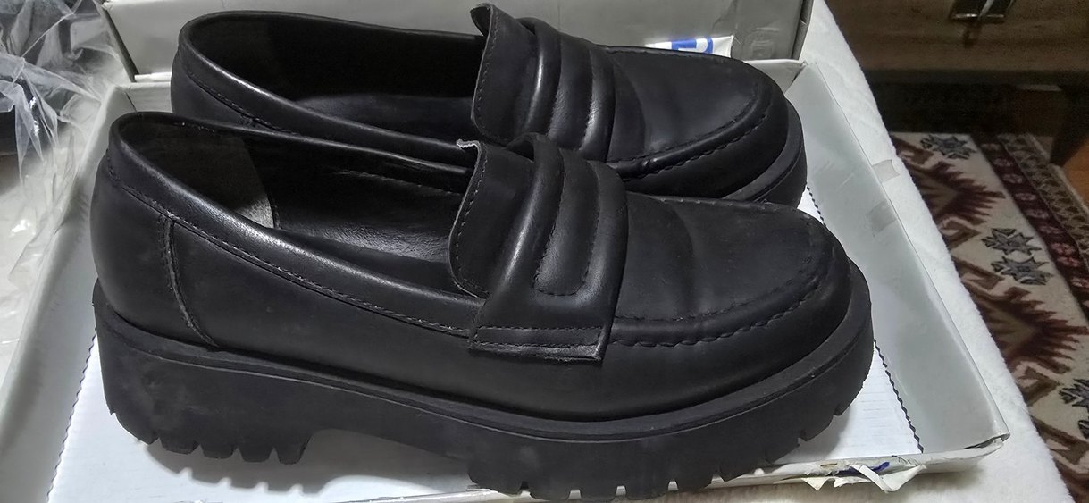 Kadın Siyah Suni Deri Platform Topuklu Loafer - Görsel 2