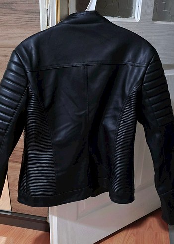 Siyah Biker Deri Kadın Ceket - Görsel 3