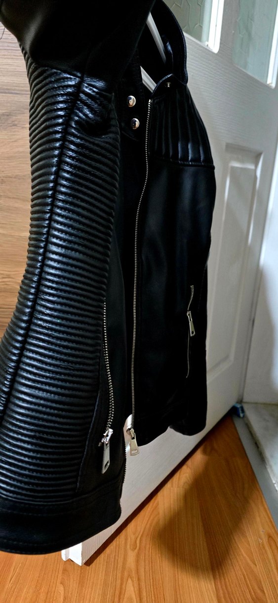 Siyah Biker Deri Kadın Ceket - Görsel 4