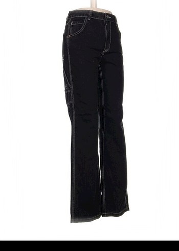 Siyah renk beyaz spor dikişli, yüksek bel, %100 Pamuk - Görsel 2