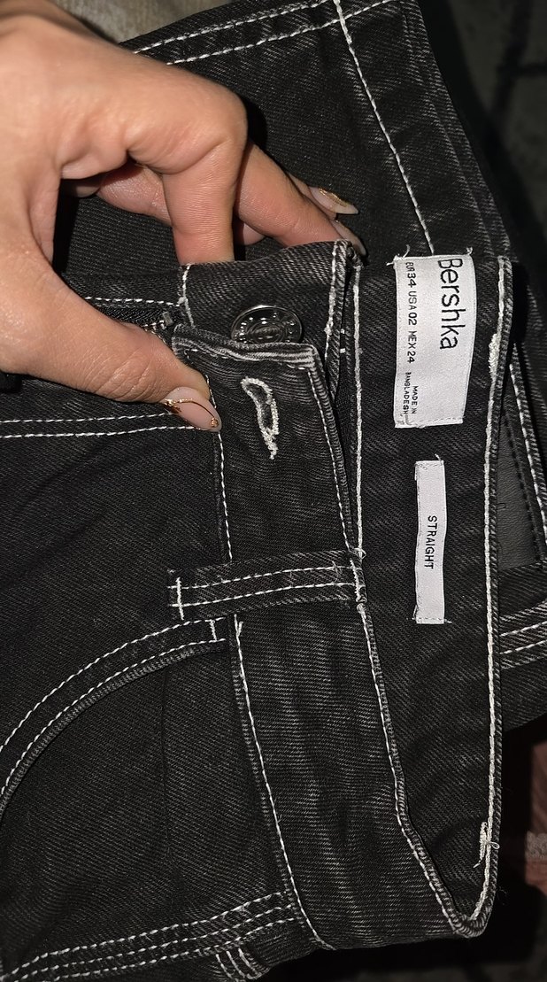 Siyah renk beyaz spor dikişli, yüksek bel, %100 Pamuk - Görsel 4