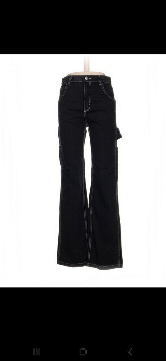 Siyah renk beyaz spor dikişli, yüksek bel, %100 Pamuk - Görsel 3