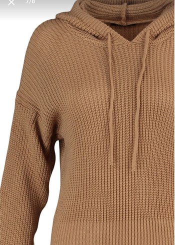 Camel Fitilli Uzun Kollu Triko Elbise - Görsel 3