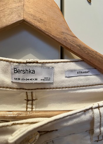 Beyaz Midi Boy Denim Kadın Kot Pantolon Bershka - Görsel 3