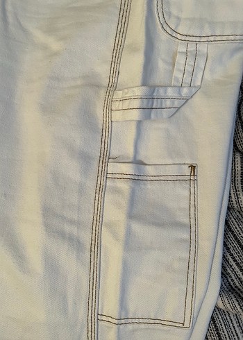 Beyaz Midi Boy Denim Kadın Kot Pantolon Bershka - Görsel 4