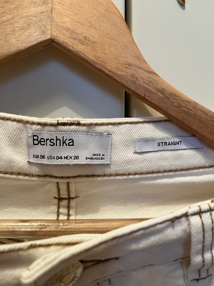 Beyaz Midi Boy Denim Kadın Kot Pantolon Bershka - Görsel 3