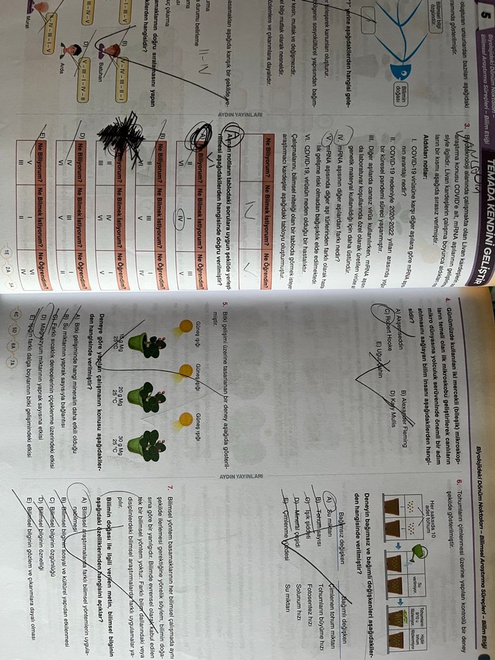 9. Sınıf Aydın yayınları biyoloji soru bankası - Görsel 3