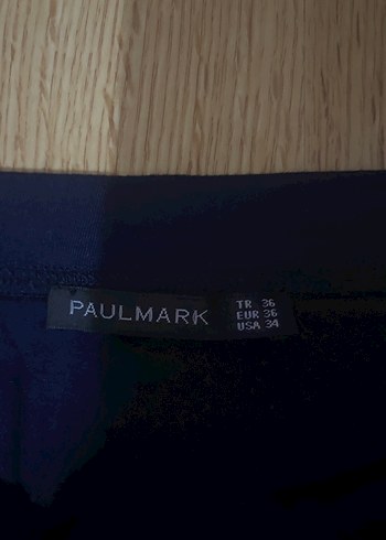 Paulmark Lacivert Midi Drapeli Kadın Etek