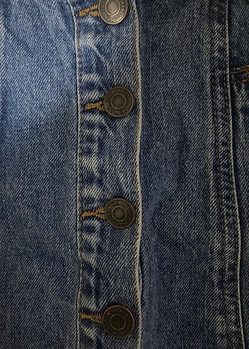 36 Beden Düğmeli Mavi Denim Mini Etek