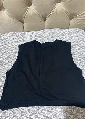 m Beden Siyah Baskılı Atlet Crop Top