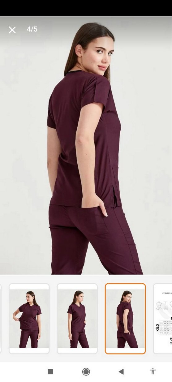 Moodamedical Mürdüm Likralı Kumaş Cerrahi Takım V Yaka Forma - Görsel 4