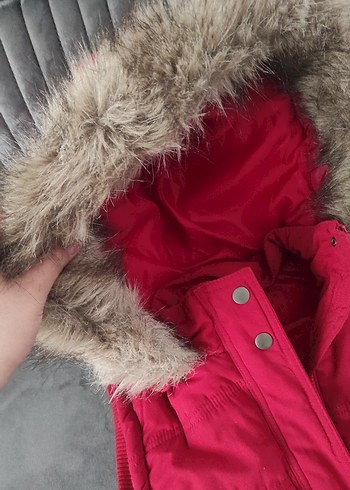 Kürk Detaylı Kırmızı Kadın Kışlık Yelek - Görsel 2