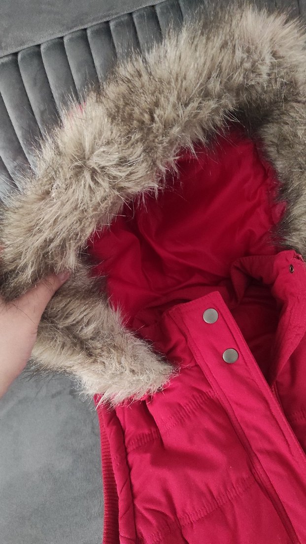 Kürk Detaylı Kırmızı Kadın Kışlık Yelek - Görsel 2