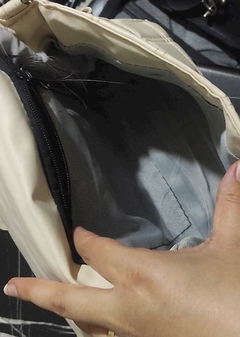 Dikişli Beyaz Deri Kadın Çanta - Görsel 5