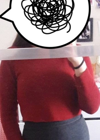 Kırmızı İnce Örgü Kadın Kazak - Görsel 2