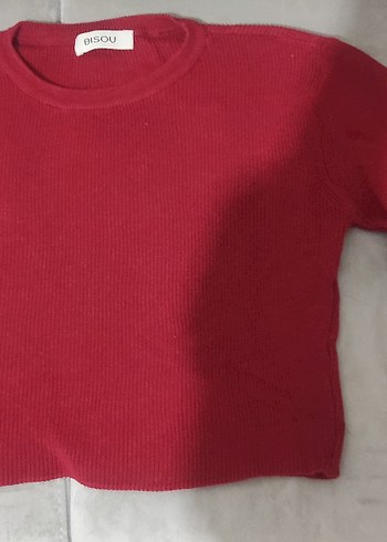 Kırmızı İnce Örgü Kadın Kazak - Görsel 3