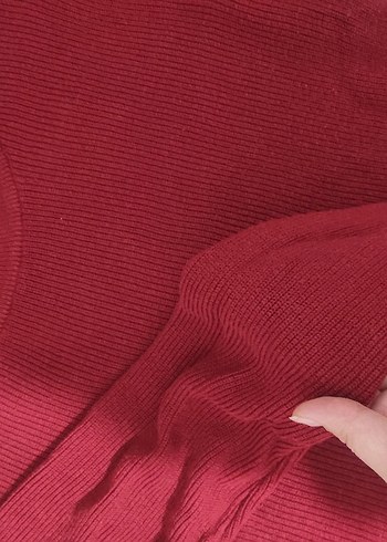 Kırmızı İnce Örgü Kadın Kazak - Görsel 7