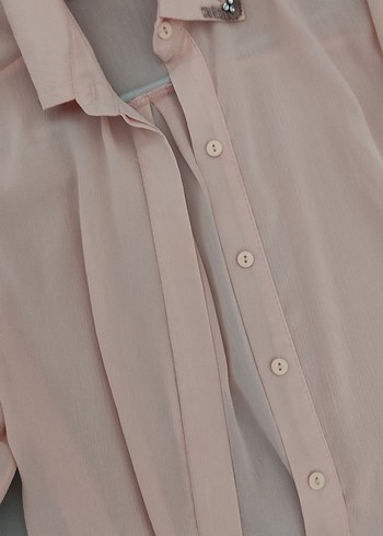 Pudra Pembe Uzun Kollu Kadın Gömlek - Görsel 6
