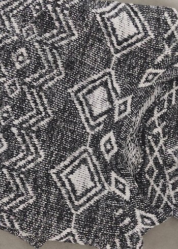 Gri Desenli Kısa Örgü Kadın Kazak - Görsel 3