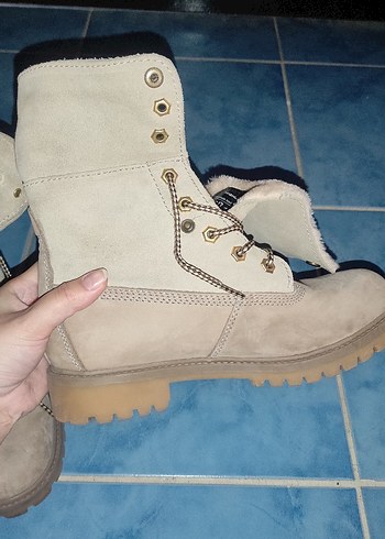 Bej Süet Kadın Botu, Kürklü - Görsel 7