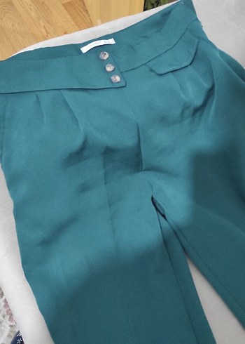 Düğmeli Cep Detaylı Kumaş Pantolon - Görsel 2