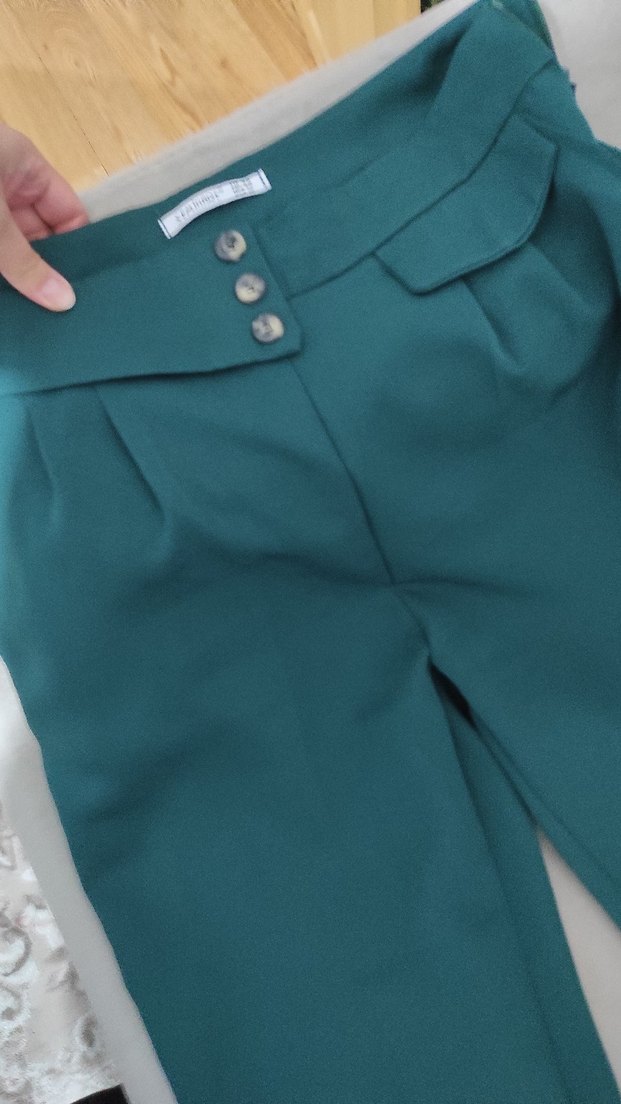 Düğmeli Cep Detaylı Kumaş Pantolon - Görsel 5