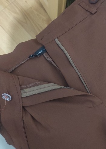 Kadın Kahverengi Pilili Kumaş Pantolon - Görsel 5