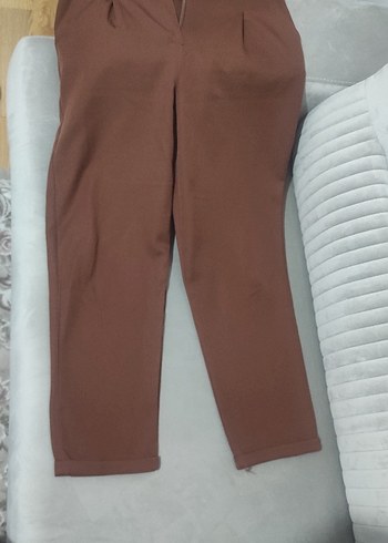 Kadın Kahverengi Pilili Kumaş Pantolon - Görsel 7