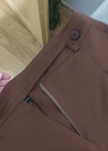 Kadın Kahverengi Pilili Kumaş Pantolon - Görsel 8