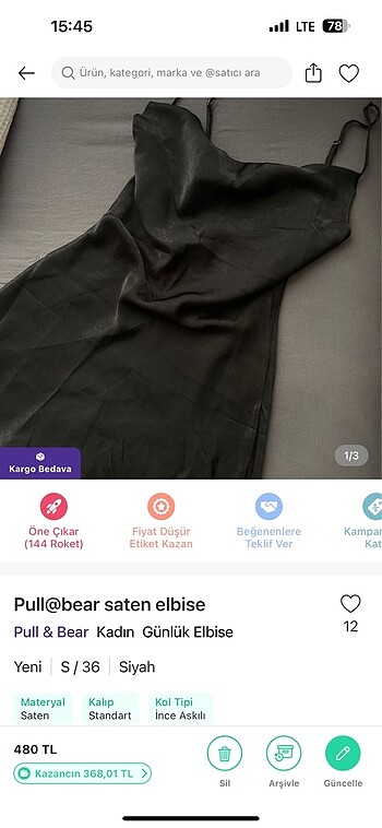 s Beden siyah Renk Pull &bear elbise