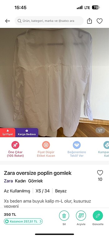 Zara oversize gomlek