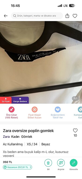 s Beden Zara oversize gomlek