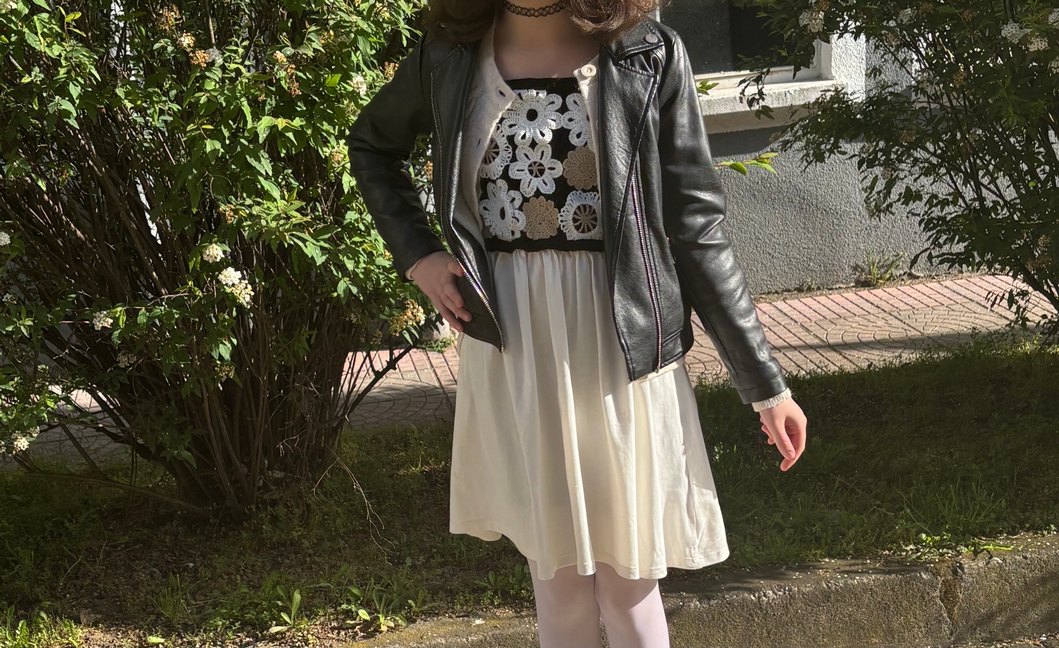 Kız çocuk Siyah Deri Biker Ceket - Görsel 3