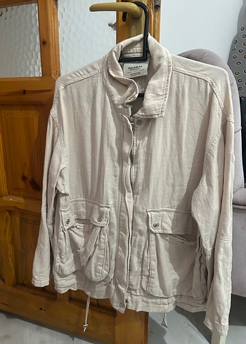 Pull and Bear Bej Rahat Fermuarli Ceket Pull And Bear