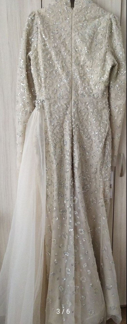 Işıltılı payet işlemeli tül detaylı  nişan, söz ve gece elbisesi - Görsel 2