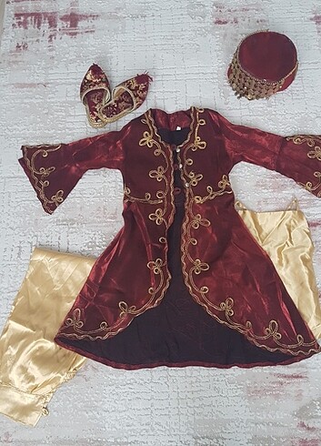 4 Yaş Beden bordo Renk Çocuk yöresel kıyafet