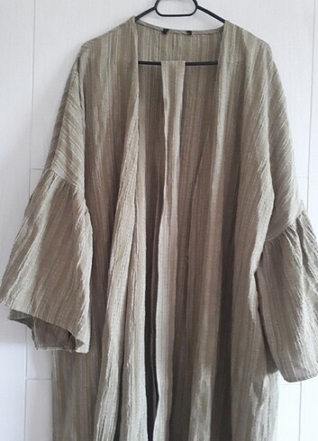 xl Beden Hâki renk kimono tarz günlük elbise