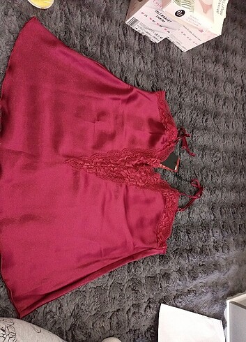 xl Beden bordo Renk Saten şortlu takim