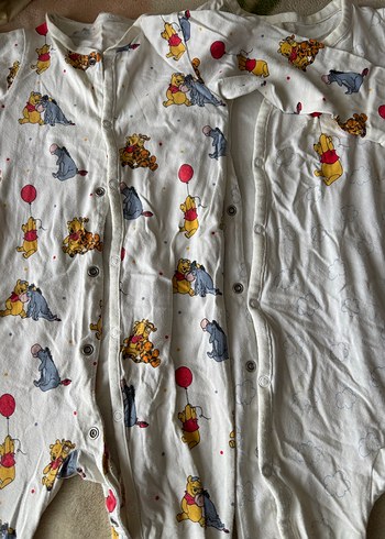 Beyaz Baskılı Pamuklu Bebek Tulumları 2'li - Görsel 2