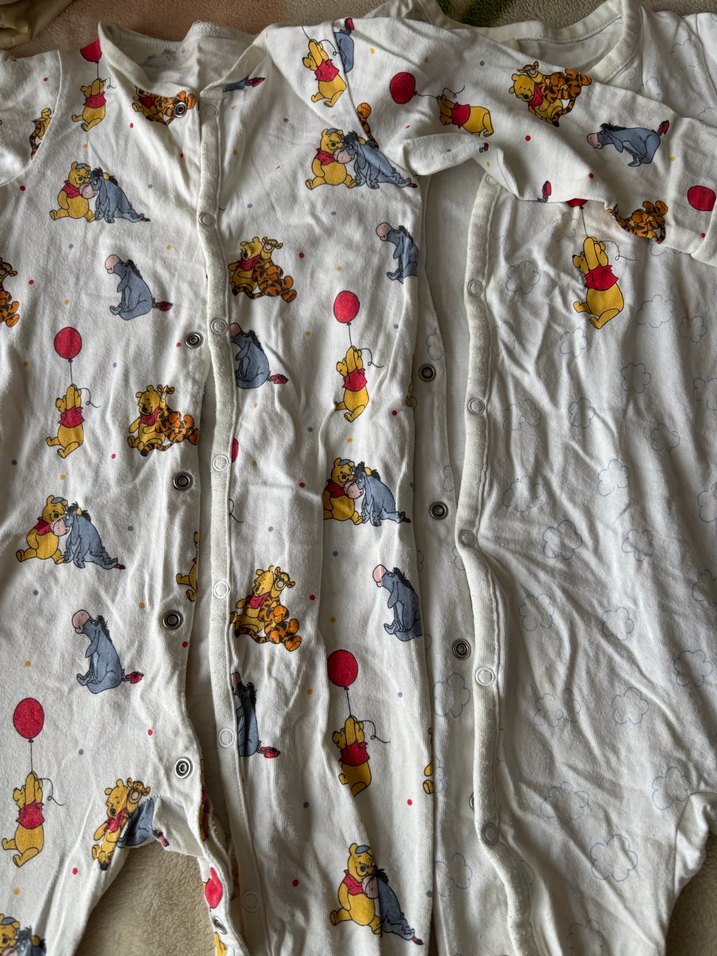 Beyaz Baskılı Pamuklu Bebek Tulumları 2'li - Görsel 2