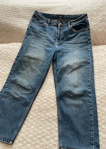 Kadın Lacivert Bol Kesim Midi Kot Pantolon - Görsel 4