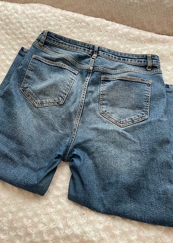 Kadın Lacivert Bol Kesim Midi Kot Pantolon - Görsel 3