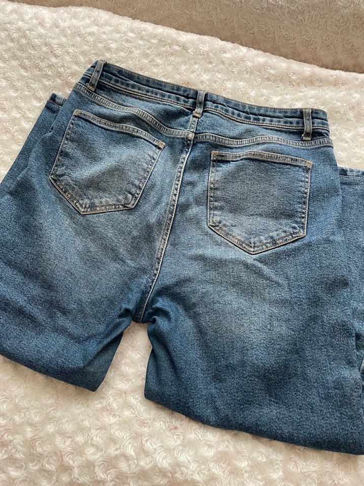 Kadın Lacivert Bol Kesim Midi Kot Pantolon - Görsel 3